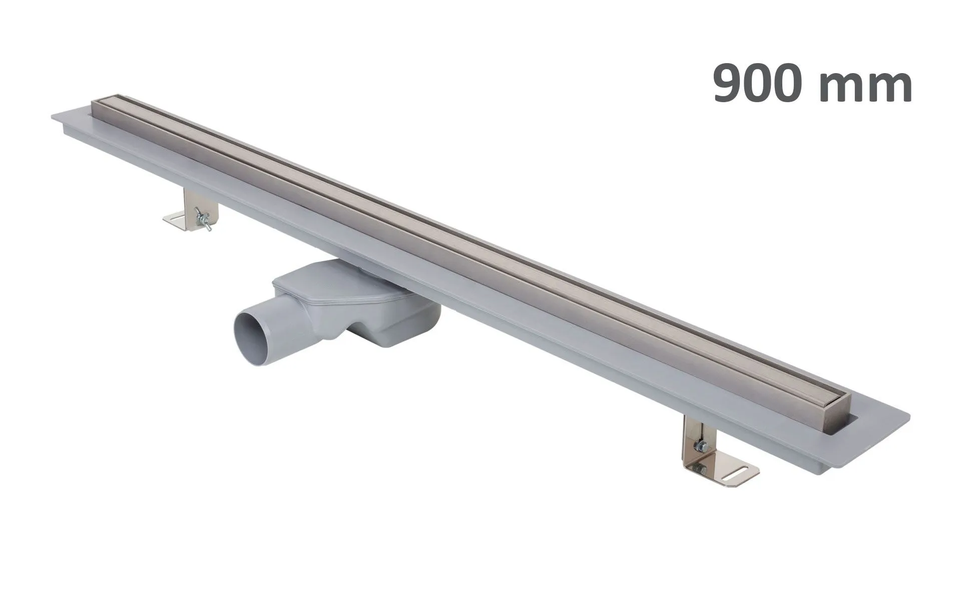 Kanaleta za tuš ELEGANCE, okvir iz nerjavnega jekla, rešetka STANDARD/CUSTOM 900 mm, Ø 50 mm
