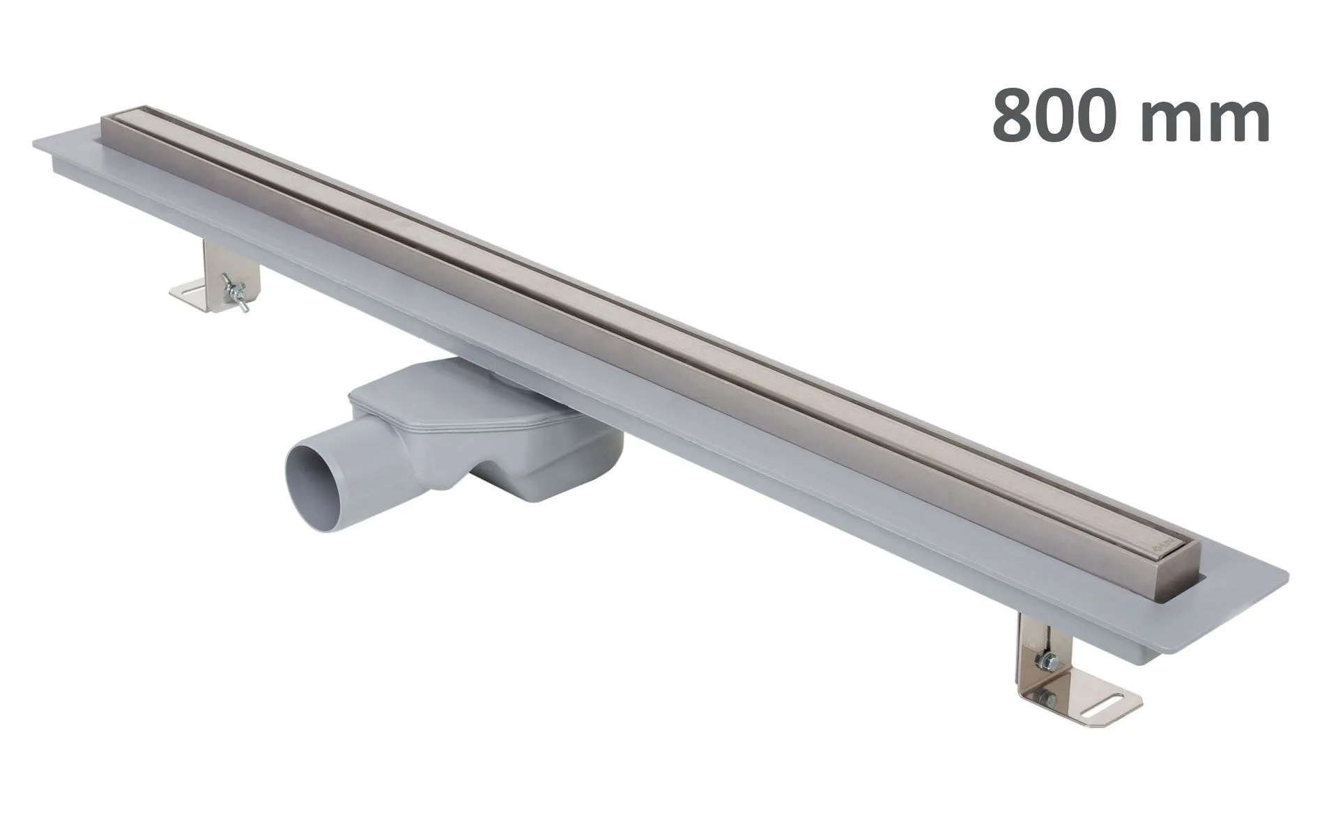 Kanaleta za tuš ELEGANCE, okvir iz nerjavnega jekla, rešetka STANDARD/CUSTOM 800 mm, Ø 50 mm
